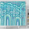 Australia Aboriginal Shower Curtain - Dot painting illustration in Aboriginal style Turquoise Shower Curtain