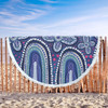Australia Aboriginal Beach Blanket - Dot painting illustration in Aboriginal style Blue Beach Blanket