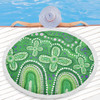 Australia Aboriginal Beach Blanket - Dot painting illustration in Aboriginal style Green Beach Blanket