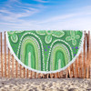 Australia Aboriginal Beach Blanket - Dot painting illustration in Aboriginal style Green Beach Blanket