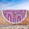 Australia Aboriginal Beach Blanket - Dot painting illustration in Aboriginal style Pink Beach Blanket