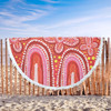 Australia Aboriginal Beach Blanket - Dot painting illustration in Aboriginal style Red Beach Blanket