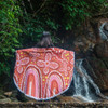 Australia Aboriginal Beach Blanket - Dot painting illustration in Aboriginal style Red Beach Blanket