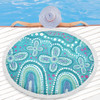 Australia Aboriginal Beach Blanket - Dot painting illustration in Aboriginal style Turquoise Beach Blanket