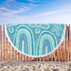 Australia Aboriginal Beach Blanket - Dot painting illustration in Aboriginal style Turquoise Beach Blanket