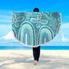 Australia Aboriginal Beach Blanket - Dot painting illustration in Aboriginal style Turquoise Beach Blanket