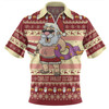 Australia Christmas Custom Zip Polo Shirt - Aussie Christmas Santa Summer Vibes Zip Polo Shirt