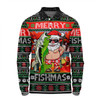 Australia Christmas Fishing Long Sleeve Polo Shirt - Merrry Fishmas Angler Santa Claus Long Sleeve Polo Shirt