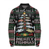 Australia Christmas Fishing Long Sleeve Polo Shirt - Merrry Fishmas Fishing Rod Christmas Tree Long Sleeve Polo Shirt