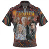 Australia Christmas Custom Zip Polo Shirt - Personalised Aboriginal Inspired Patterns Zip Polo Shirt