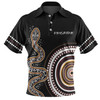 Australia Rainbow Serpent Aboriginal Custom Polo Shirt - Dreamtime Mother of Life Black Polo Shirt