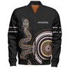 Australia Rainbow Serpent Aboriginal Custom Bomber Jacket - Dreamtime Mother of Life Black Bomber Jacket