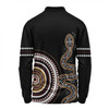 Australia Rainbow Serpent Aboriginal Custom Long Sleeve Polo Shirt - Dreamtime Mother of Life Black Long Sleeve Polo Shirt