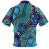 Australia Turtles Aboriginal Custom Zip Polo Shirt - Dreamtime River And Turtles Dot Art Painting Zip Polo Shirt