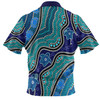 Australia Personalised Aboriginal Custom Polo Shirt - River And Turtles Dot Art Painting Blue Polo Shirt