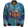 Australia Personalised Aboriginal Custom Bomber Jacket - River And Turtles Dot Art Painting Blue Bomber Jacket