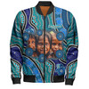 Australia Personalised Aboriginal Custom Bomber Jacket - River And Turtles Dot Art Painting Blue Bomber Jacket