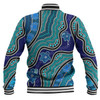 Australia Personalised Aboriginal Custom Baseball Jacket - River And Turtles Dot Art Painting Blue Baseball Jacket