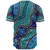 Australia Personalised Aboriginal Custom Baseball Shirt - River And Turtles Dot Art Painting Blue Baseball Shirt