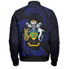 Australia South Sea Islanders Bomber Jacket - Solomon Islands Blue Tribal Wave Pattern Bomber Jacket