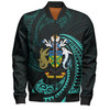 Australia South Sea Islanders Bomber Jacket - Solomon Islands Turquoise Tribal Wave Pattern Bomber Jacket