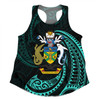 Australia South Sea Islanders Women Racerback Singlet - Solomon Islands Turquoise Tribal Wave Pattern Women Racerback Singlet