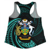 Australia South Sea Islanders Women Racerback Singlet - Solomon Islands Turquoise Tribal Wave Pattern Women Racerback Singlet