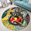 Australia Rainbow Serpent Aboriginal Round Rug - Dreamtime Rainbow Serpent Creates Australia Round Rug