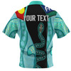 Australia Aboriginal Custom Polo Shirt - Turquoise Indigenous Rainbow Serpent Inspired Polo Shirt