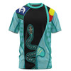 Australia Aboriginal Custom T-shirt - Turquoise Indigenous Rainbow Serpent Inspired T-shirt