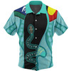 Australia Aboriginal Custom Hawaiian Shirt - Turquoise Indigenous Rainbow Serpent Inspired Hawaiian Shirt