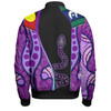 Australia Aboriginal Custom Bomber Jacket - Purple Indigenous Rainbow Serpent Inspired Bomber Jacket