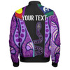 Australia Aboriginal Custom Bomber Jacket - Purple Indigenous Rainbow Serpent Inspired Bomber Jacket