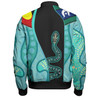 Australia Aboriginal Custom Bomber Jacket - Turquoise Indigenous Rainbow Serpent Inspired Bomber Jacket