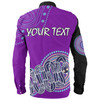 Australia Aboriginal Custom Long Sleeve Shirt - Purple Rainbow Serpent Dreaming Inspired Long Sleeve Shirt