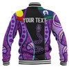 Australia Aboriginal Custom Baseball Jacket - Purple Indigenous Rainbow Serpent Inspired Baseball Jacket