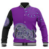 Australia Aboriginal Custom Baseball Jacket - Purple Rainbow Serpent Dreaming Inspired Baseball Jacket