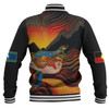 Australia Aboriginal Custom Baseball Jacket - Rainbow Serpent In Aboriginal Dreaming Art Inspired Baseball Jacket