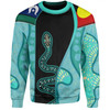 Australia Aboriginal Custom Sweatshirt - Turquoise Indigenous Rainbow Serpent Inspired Sweatshirt
