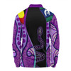 Australia Aboriginal Custom Long Sleeve Polo Shirt - Purple Indigenous Rainbow Serpent Inspired Long Sleeve Polo Shirt