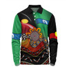 Australia Aboriginal Custom Long Sleeve Polo Shirt - The Rainbow Serpent Dreamtime Give Shape To The Earth Long Sleeve Polo Shirt