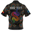 Australia Aboriginal Custom Zip Polo Shirt - Indigenous Dreaming Rainbow Serpent Inspired Zip Polo Shirt