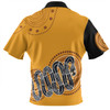 Australia Aboriginal Custom Zip Polo Shirt - Orange Rainbow Serpent Dreaming Inspired Zip Polo Shirt