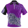 Australia Aboriginal Custom Zip Polo Shirt - Purple Rainbow Serpent Dreaming Inspired Zip Polo Shirt