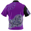 Australia Aboriginal Custom Zip Polo Shirt - Purple Rainbow Serpent Dreaming Inspired Zip Polo Shirt