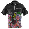 Australia Rainbow Serpent Aboriginal Custom Zip Polo Shirt - Dreamtime Rainbow Serpent Featuring Dot Style Zip Polo Shirt