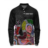 Australia Rainbow Serpent Aboriginal Custom Long Sleeve Polo Shirt - Dreamtime Rainbow Serpent Featuring Dot Style Long Sleeve Polo Shirt