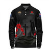 Australia Anzac Day Long Sleeve Polo Shirt - Australia Remember Black Long Sleeve Polo Shirt