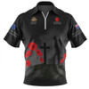 Australia Anzac Day Zip Polo Shirt - Australia Remember Black Zip Polo Shirt