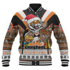 Wests Tigers Christmas Custom Baseball Jacket - Tigers Santa Aussie Big Things Baseball Jacket